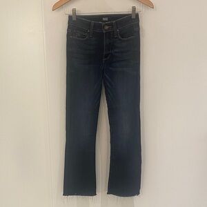 EUC PAIGE Colette Crop Flare Jeans Raw Hem Size 24